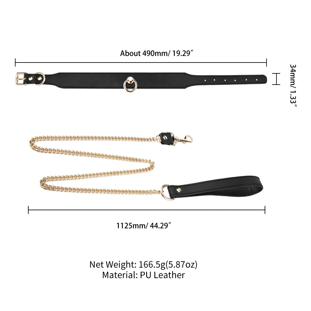 Exquisite O-Ring Collar Bondage Gear PU Leather Sex Toys for Adults Chain Leash Collar Kit with Adult Juguetes Sexuales