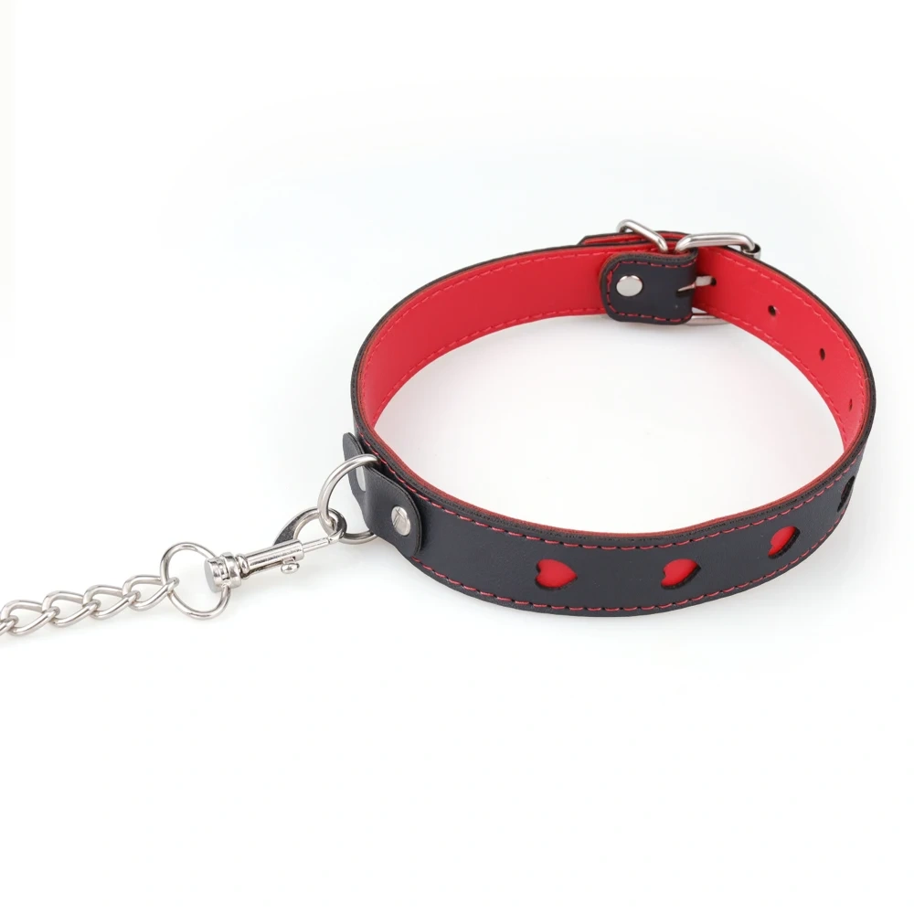 Small Red Heart Collar Bondage Kit with Chain Leash PU Leather Sex Toys for Adults BDSM Juguetes Sexuales Adult Sm Accessories