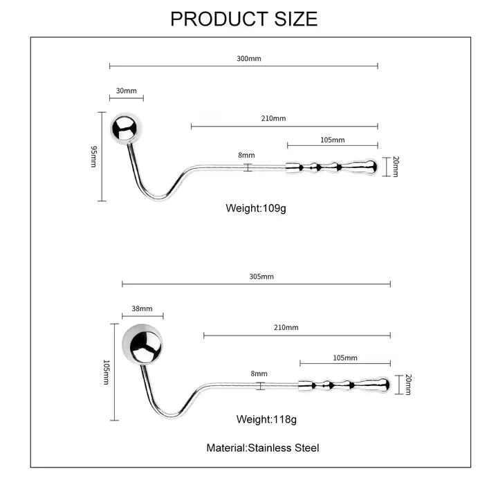 Double-Headed Stainless Steel Anal Hook with Two Balls Adult Sex Toys for Women and Men BDSM Bondage Gear Juguetes Sexual
