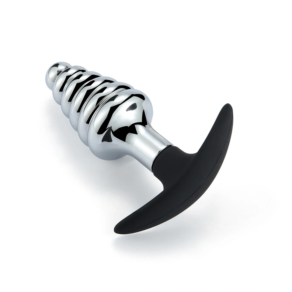 Women and Men's Anal Plug Sex Toys with Silicone Cup Base and Aluminum Alloy Anchor Metal Butt Plug Silhouette Sexual Toys