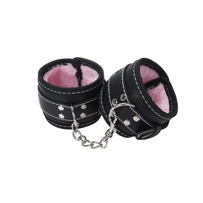 Bondage Gear Black Artificial Leather Fluff 8-Piece Strapon BDSM Bondage Kit Adult Sex Toys Juguetes Sexuales