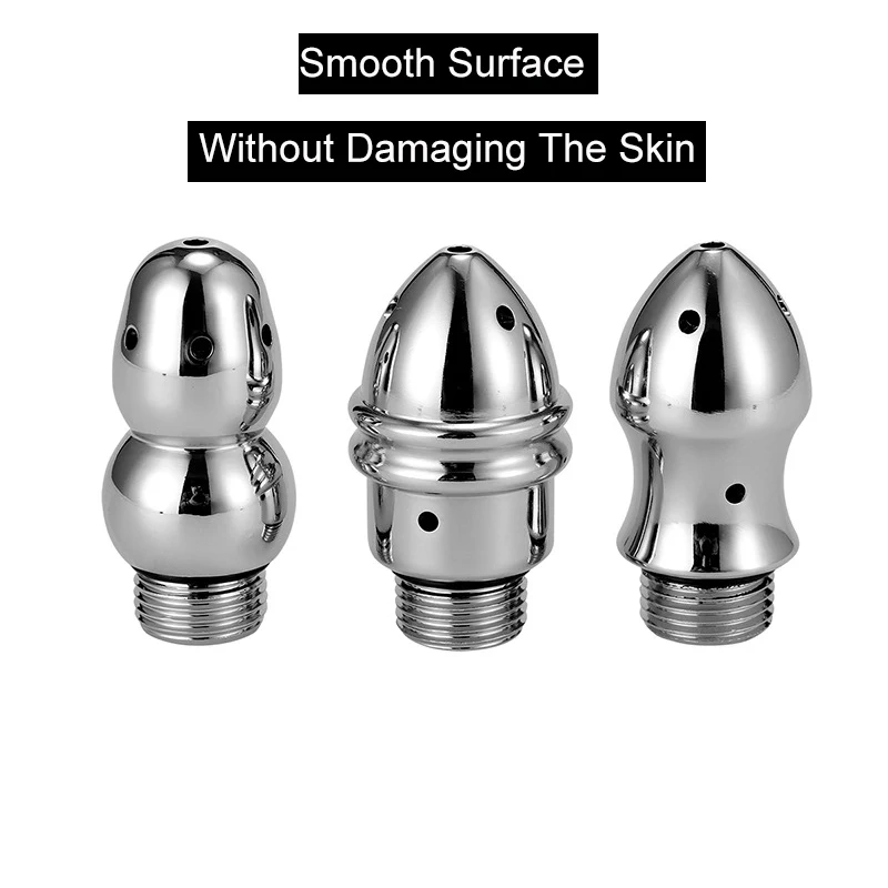 Angled Anal Cleaner Douche Standard Water Pipe Interface Enema Kit 3 Shower Heads Metal Sex Toys Women Men Juguetes Sexuales