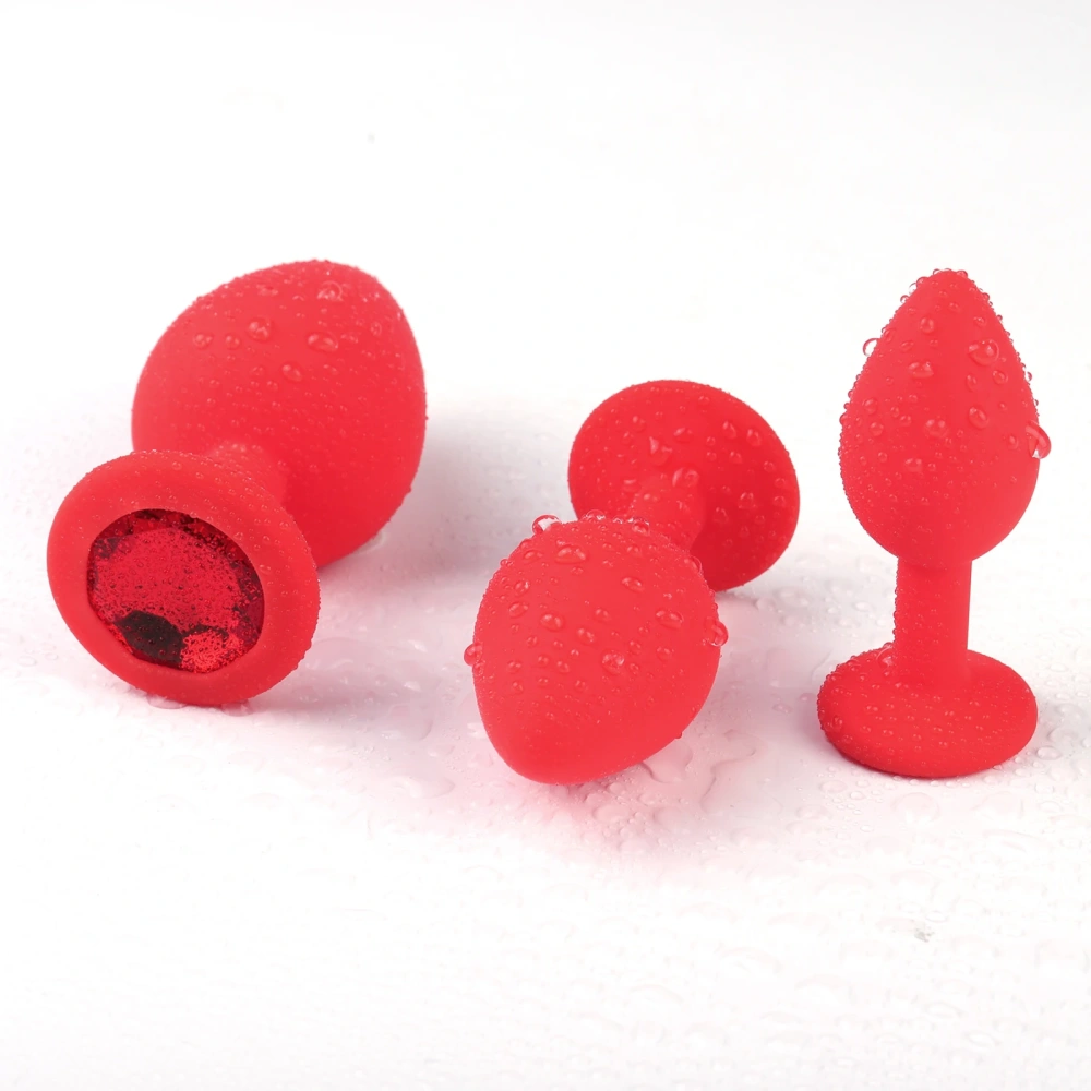 Red Silicone Anal Plug and Jewel Adult Products   Butt Plug Set Sex Toys for Women Anal Toys