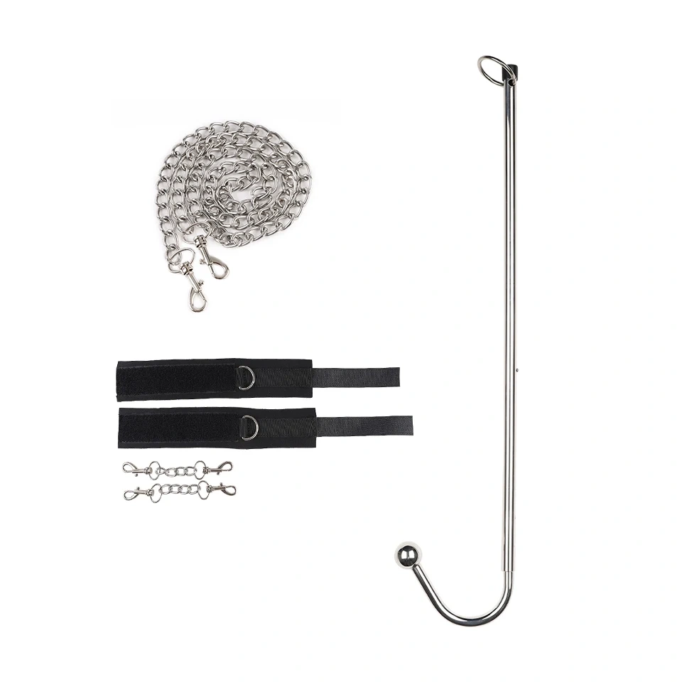 Black Leather Bondage Kit with Plug Hook Gear Adult Sex Toys for Women and Men Handcuffs Juguetes Sexuales BDSM Type