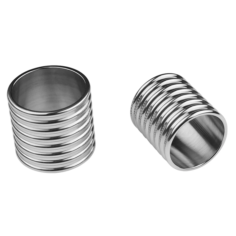 Two Size Cock Ring for Men Rock-Hard Stainless Steel Penis Ring Sex Toys Featuring Delay Ejaculation Function Male Toys