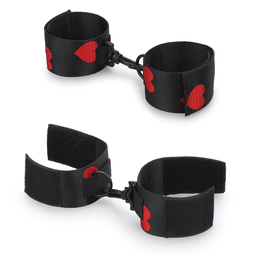 Black and Red Heart Bondage Kit Adult SM Sex Toys Handcuffs and Ankle Cuffs Restraints Juguetes Sexuales Adultos