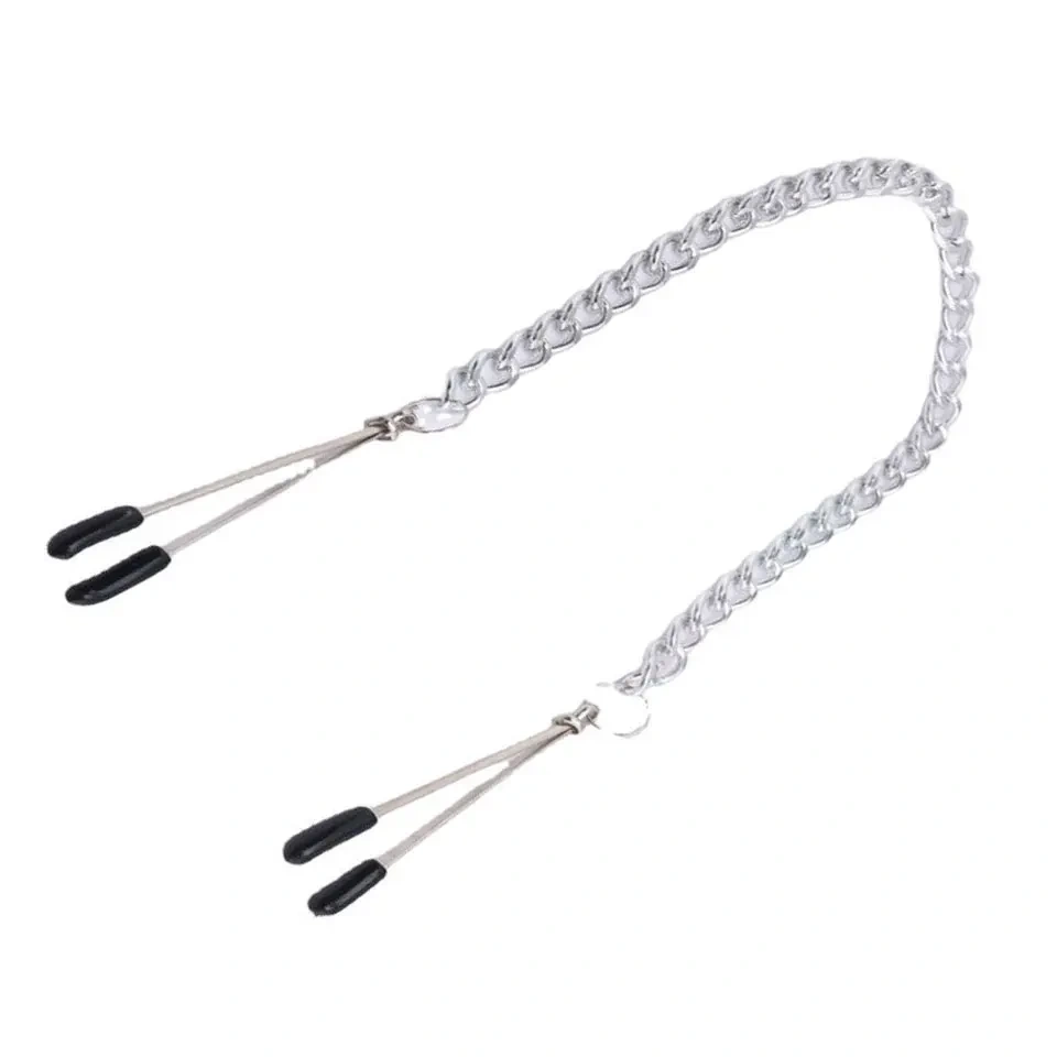 Leather Bondage Harness with Long Chain Metal Nipple Clamps Sex Toys for Women BDSM & SM Related