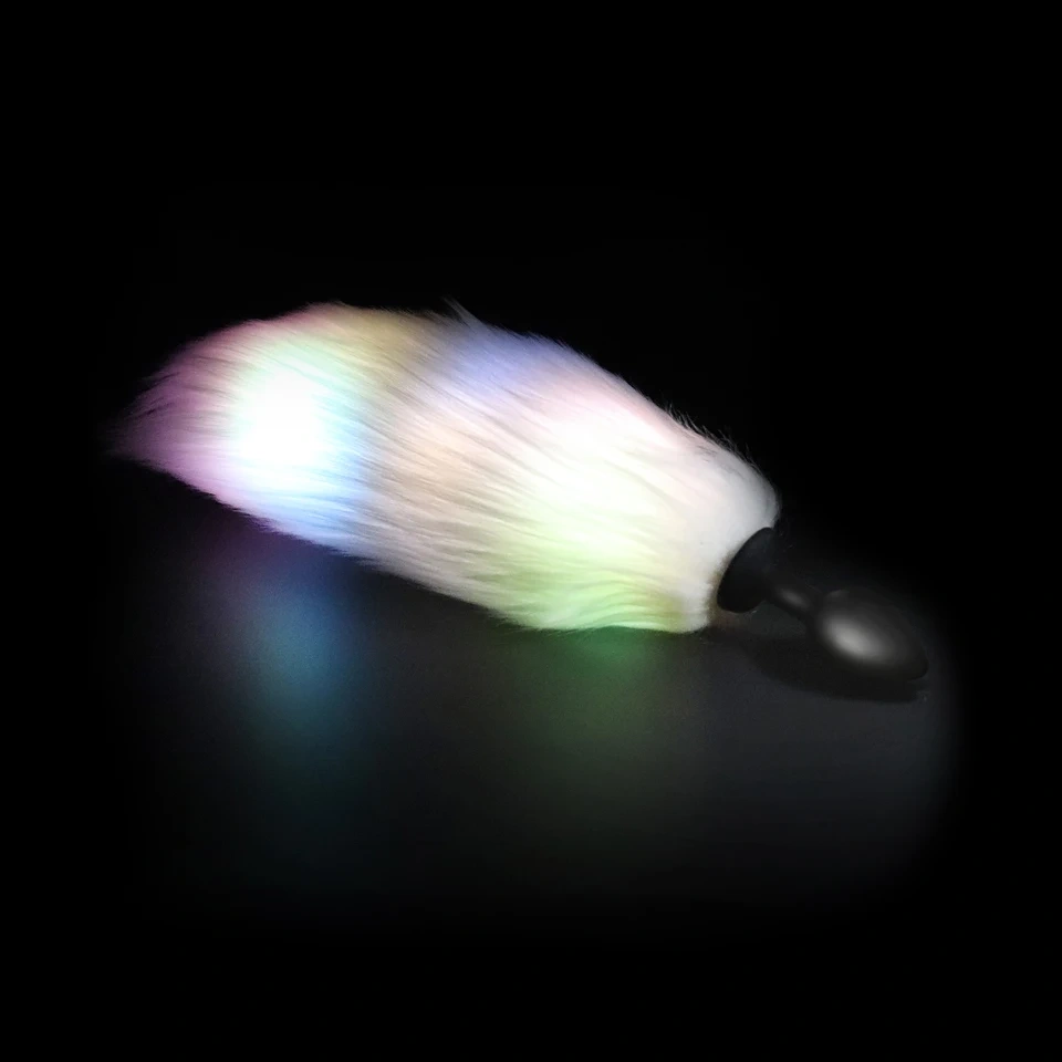 Silicone Butt Plug Anal Massager Long Fox Tail Cosplay Sex Toys for Women Color Let Light Juguetes Sexuales