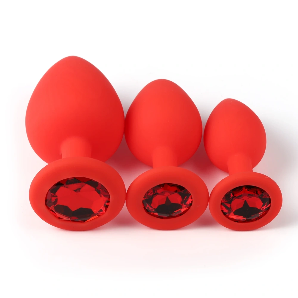 Red Silicone Anal Plug and Jewel Adult Products   Butt Plug Set Sex Toys for Women Anal Toys