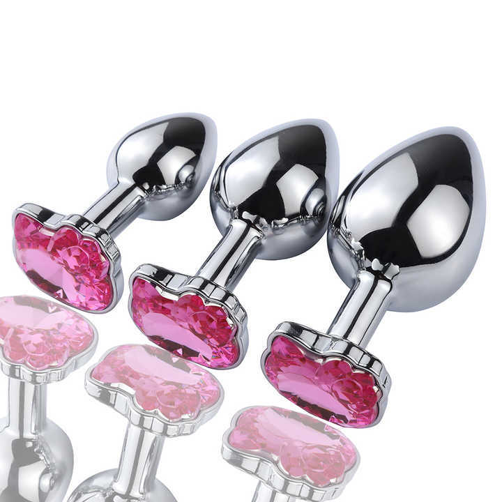 Pink Cat Face Based Aluminium Alloy Jewel Anal Plug Sex Toys for Women Buttock Massager Made of Durable Metal