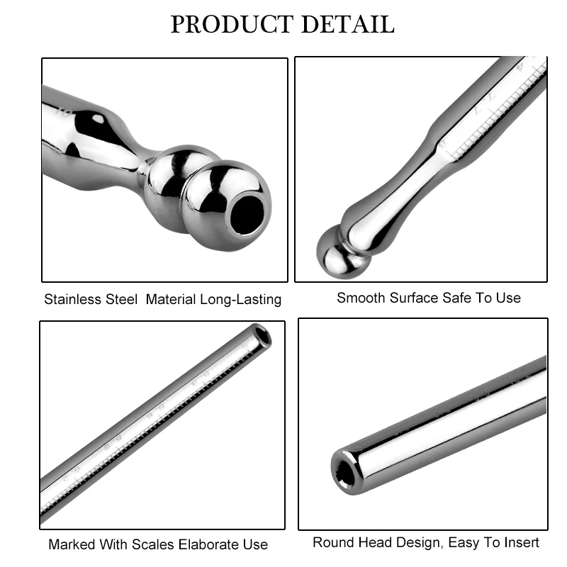 Men's Stainless Steel Penis Plug with Scales Urethral Sounding Bondage Gear BDSM Sex Toys Marked Scales