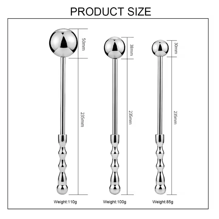 Comfortable & Durable Stainless Steel 3-Ball Anal Plug with Long Handle