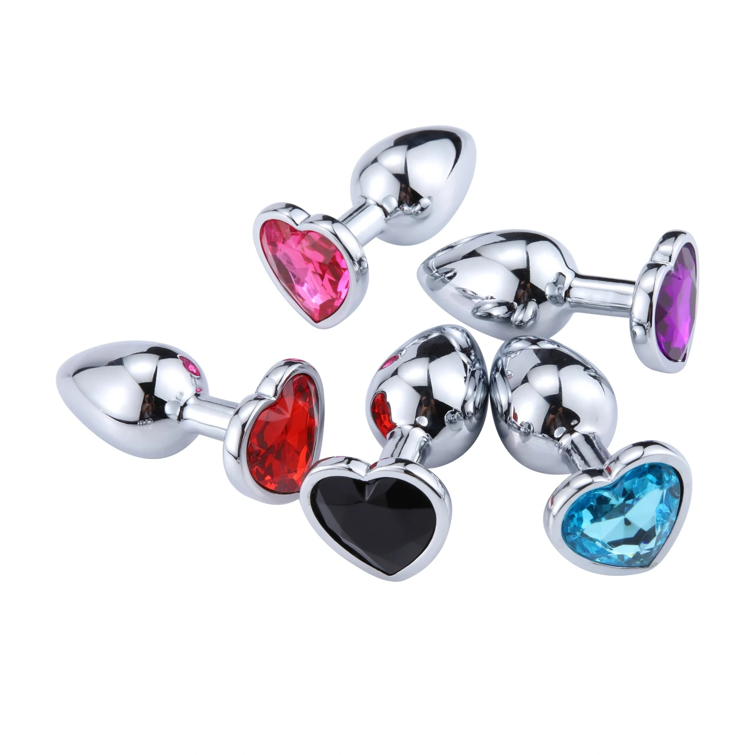 Fun Metal Heart Base Anal Plug S-Size Heart Jewel Butt Plug Adult Sex Toys for Women and Men Juguetes Sexuales