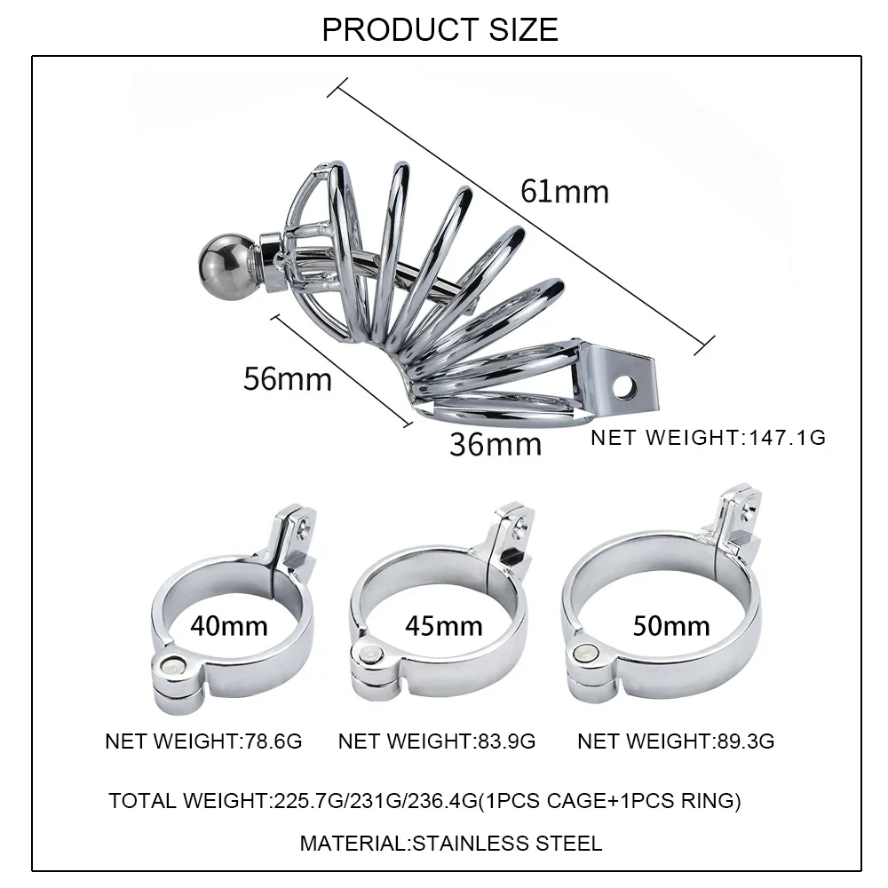 Male Stainless Steel Chastity Cage with Penis Plug Tube Adult Sex Toys BDSM Bondage Gear for Men