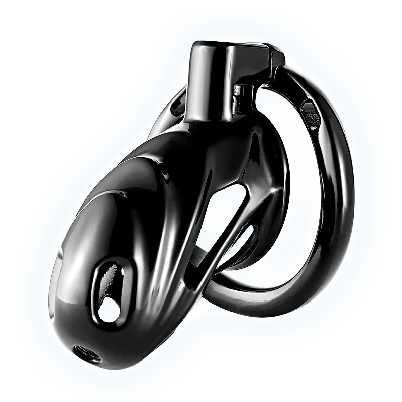 Men's Black Aluminum Alloy Hollow Chastity Cage Bondage Gear Sex Toys for Men