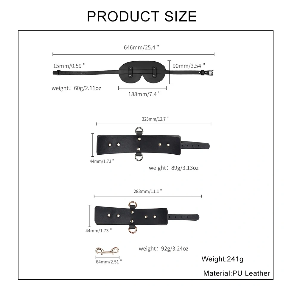 Bondage Gear 3pcs Pu Leather Set Adult SM Sex Products Kits with Blindfold Juguetes Sexuales Para Mujeres