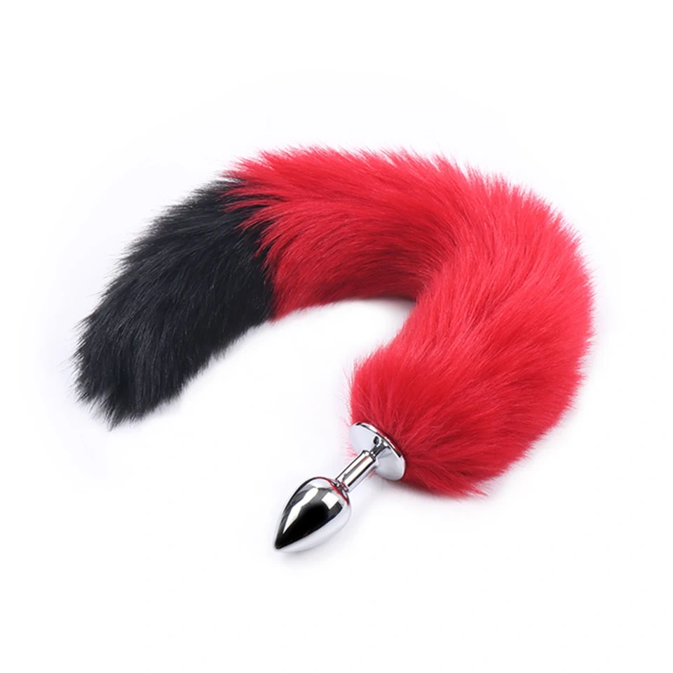Cosplay Anal Plug and Double Color Fox Tail Butt Plug Mixed-Color Anal Toys for Women Sex Massager Juguetes Sexuales