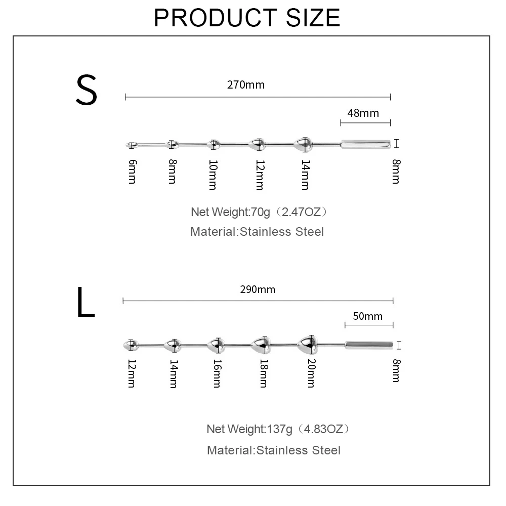 Urethral Sounds with Ball Stainless Steel Penis Toys BDSM Sounding Kit Sex Toys for Men Type SM Properties