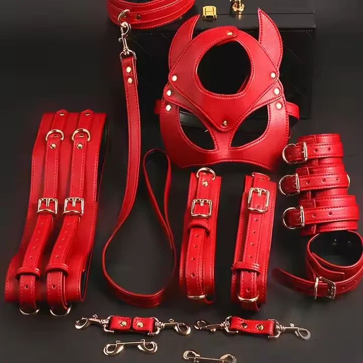PU Leather Bondage Gear BDSM Set Adult Juguetes Sexuales