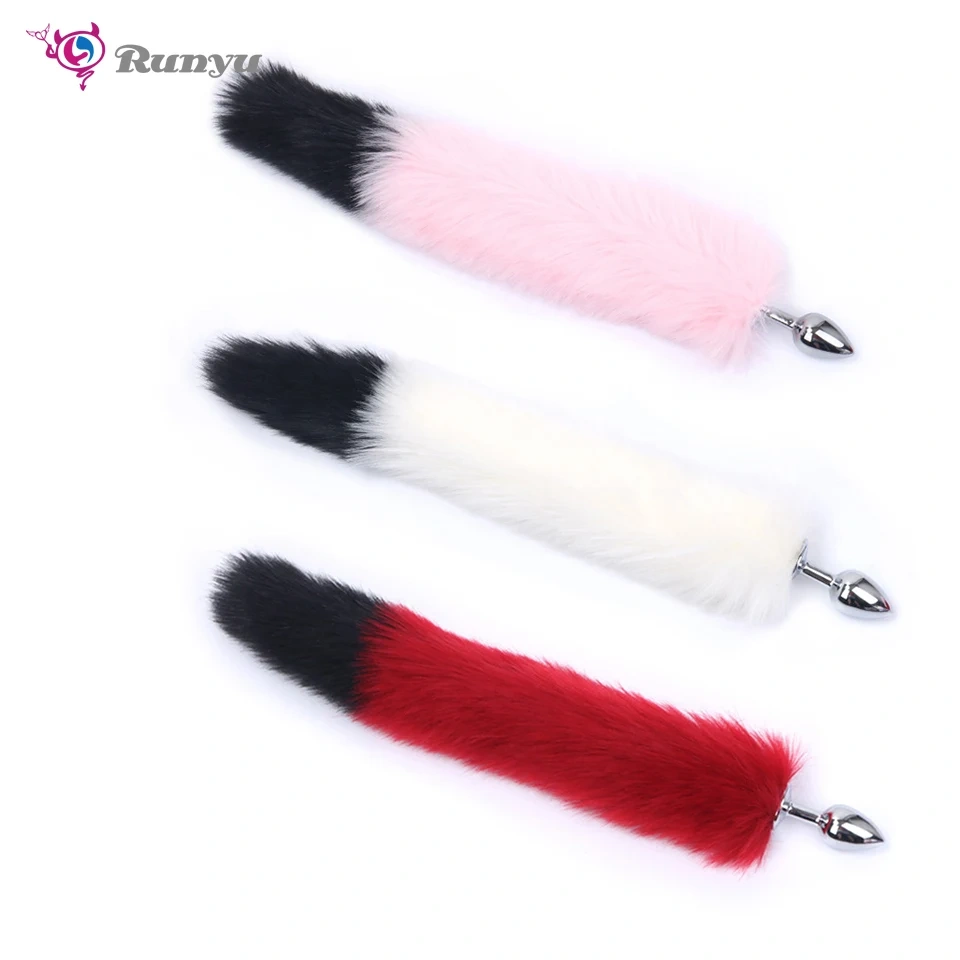 Cosplay Anal Plug and Double Color Fox Tail Butt Plug Mixed-Color Anal Toys for Women Sex Massager Juguetes Sexuales