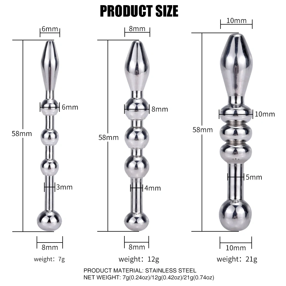 Special Design 3 Ball Sounding Urethral Stainless Steel Toys Men BDSM Short Urethral Sounds Set Penis Penetrating Bondage Gear