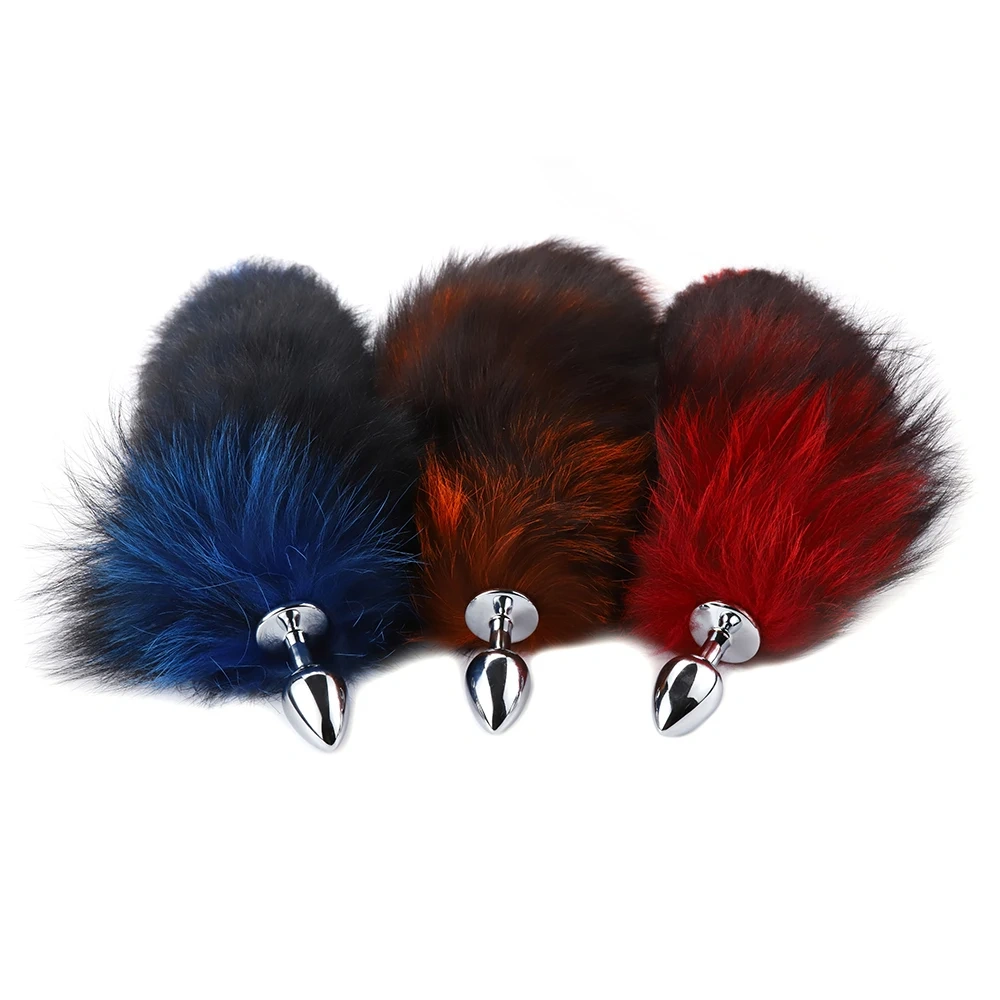 Fur Real Small Metal Anal Plug Mixed Color Cosplay Butt Massager Sex Toys for Women Juguetes Sexuales Anal Toy