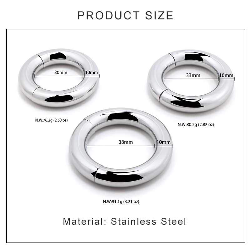 Magnetic Weighted Penis Cock Ring Stainless Steel Sex Toy for Men Magnetic Ball Stretcher Juguetes Sexuales Juguetes Sexuales
