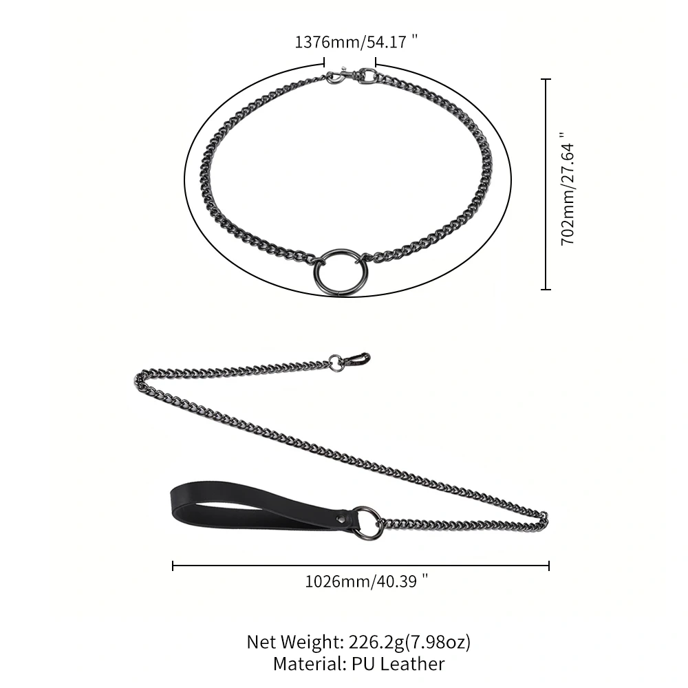 Bondage Gear Adult Sex Toys Kit Grey Metal Chain Collar with Leash Harness BDSM Features for SM Relationships