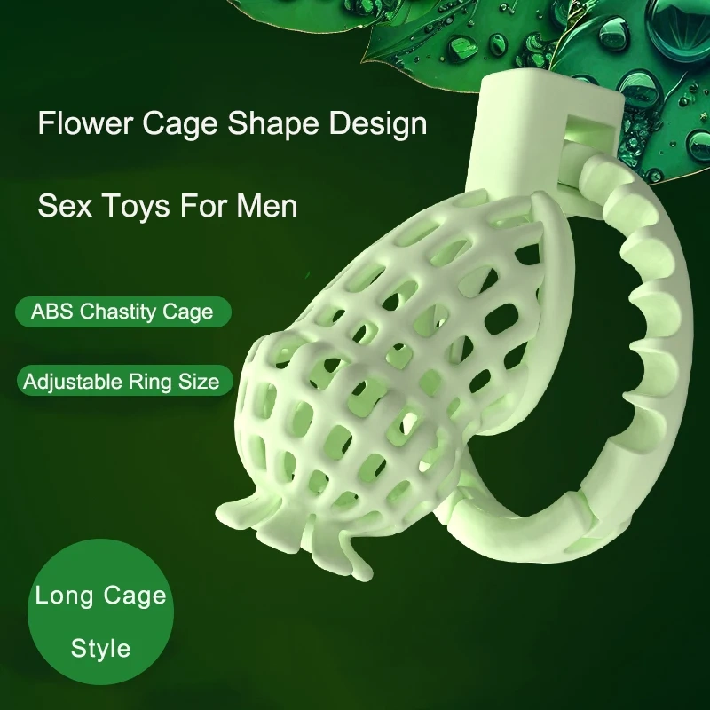 3D Long Grid Cage Chastity Lock Adjustable Ring Size Sex Toys for Men Adult Male Bondage Gear Juguetes Sexuales