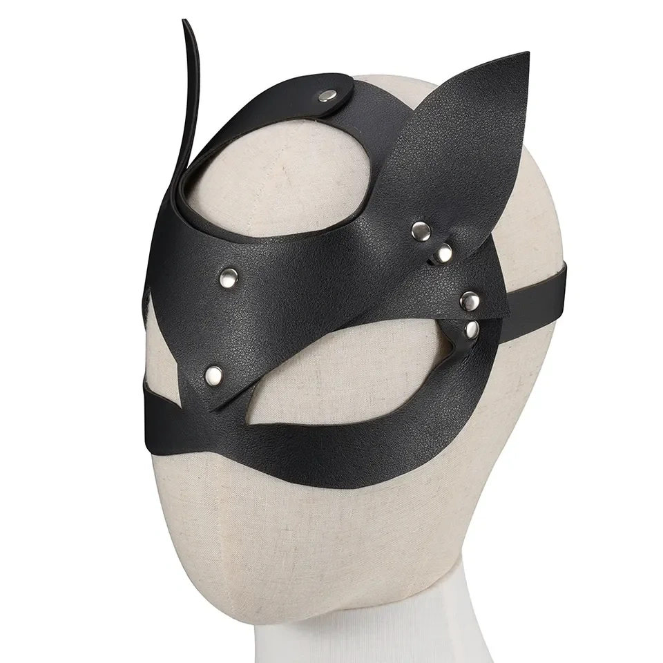 Fox Blindfold Bondage Gear Black Artificial Leather Party Cosplay Sex Harness Kits Adult Juguetes Sexuales for Women and Men