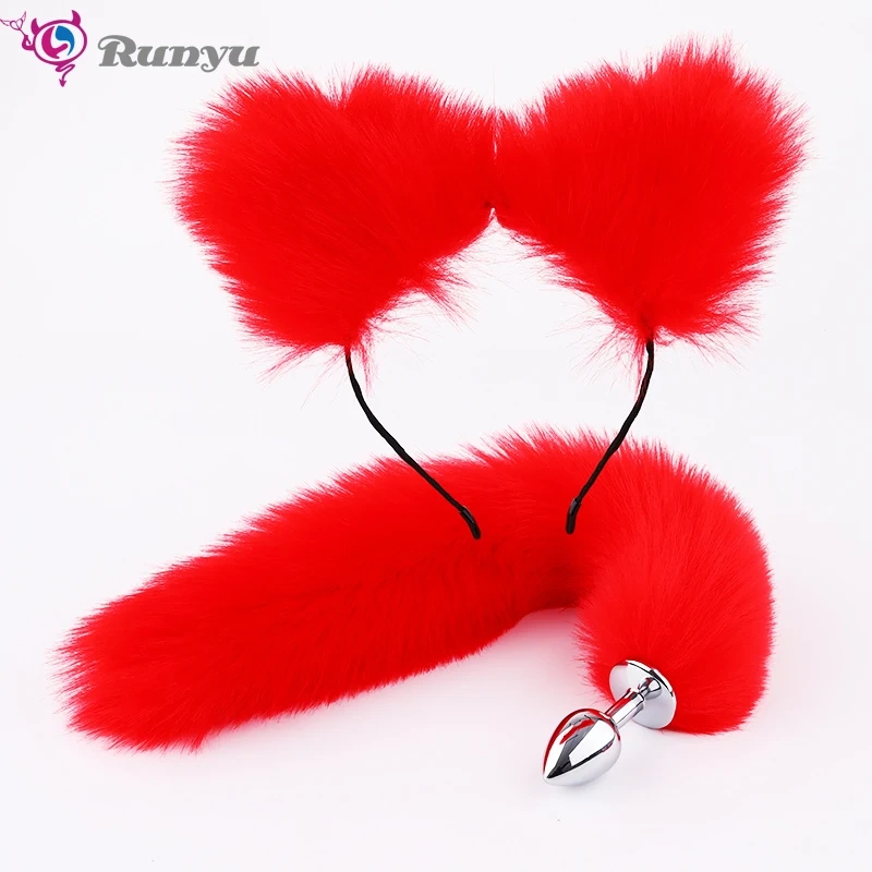 Hot Cosplay Cat Ear Short Fox Tail Anal Plug Set Women's Butt Plug Sex Toys for Sexual Role Play Juguetes Sexuales