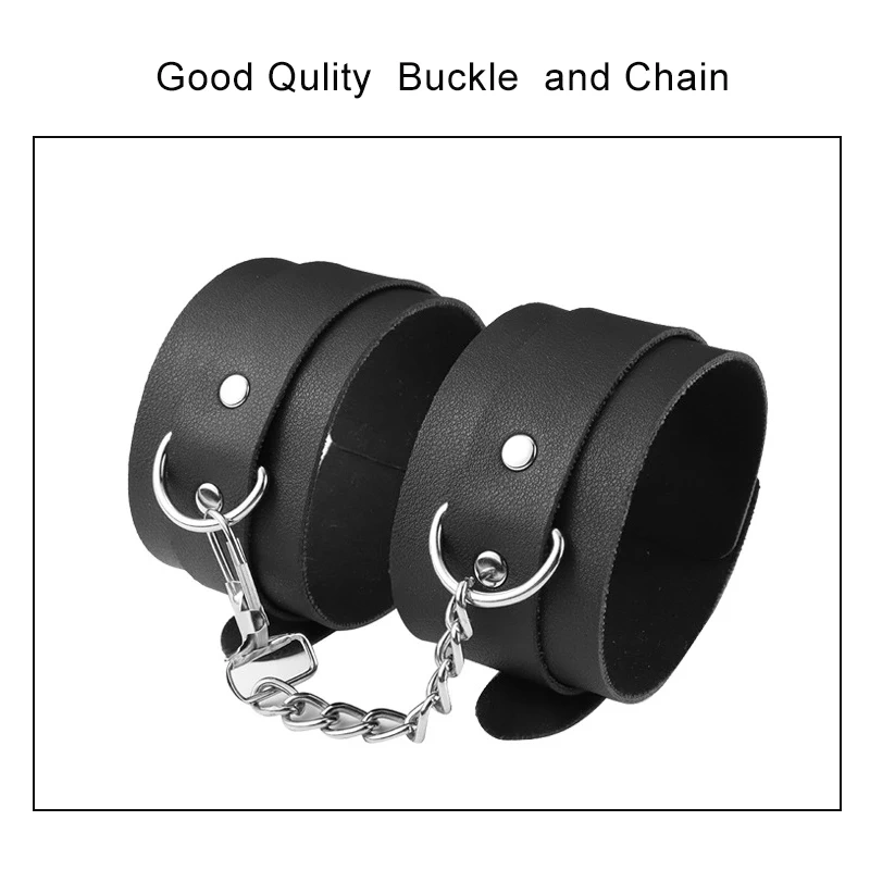 Black Pink Plain Pattern Leather Bondage Gear 8-Piece SM/BDSM/Bed Restraints Kit Sex Toys for Women