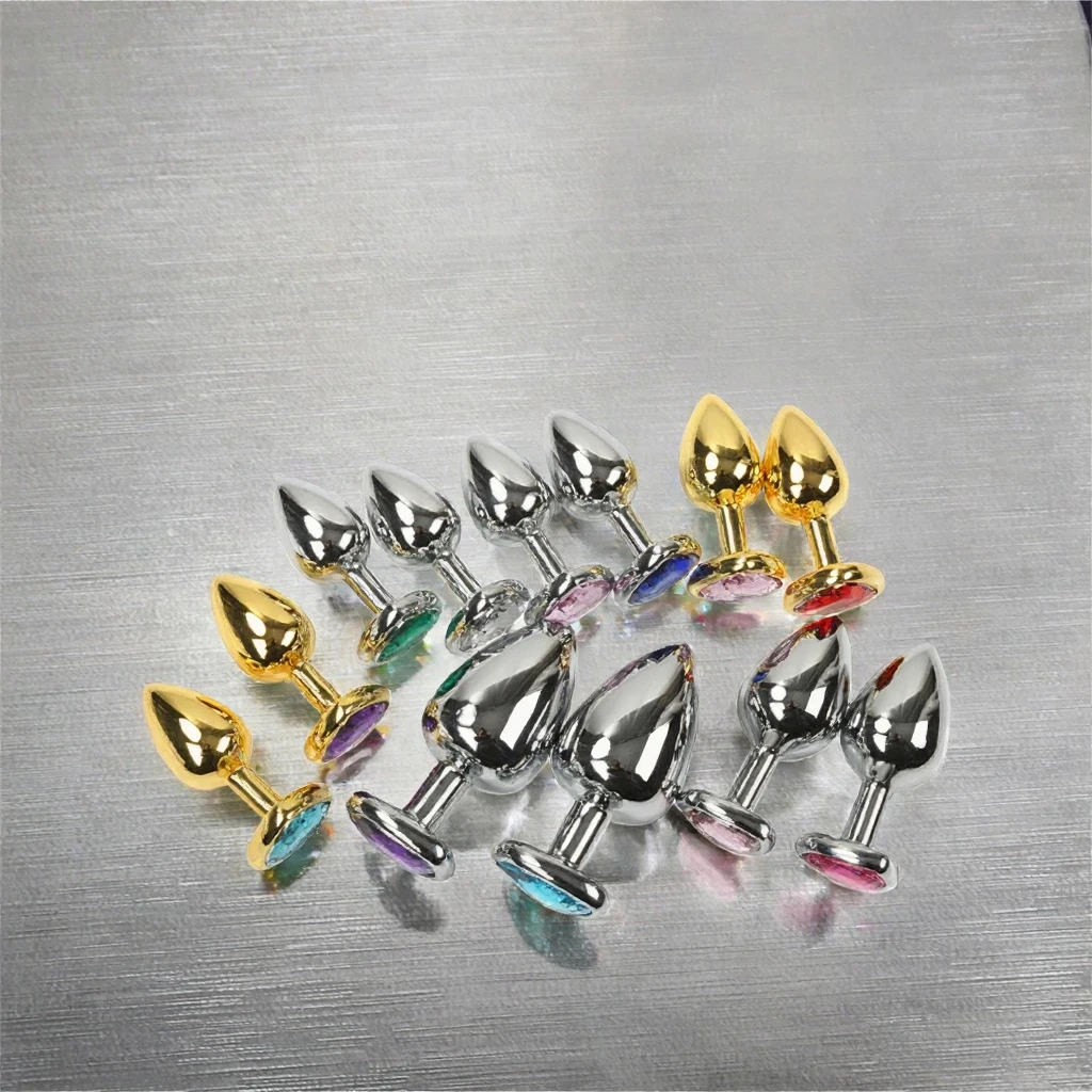 SEXBAY Latest 5 Models Gold/Silver Metal 3 Ball Anal Beads Plug Gem Anal Plug Metal Butt Plug Different Size Male/ Female