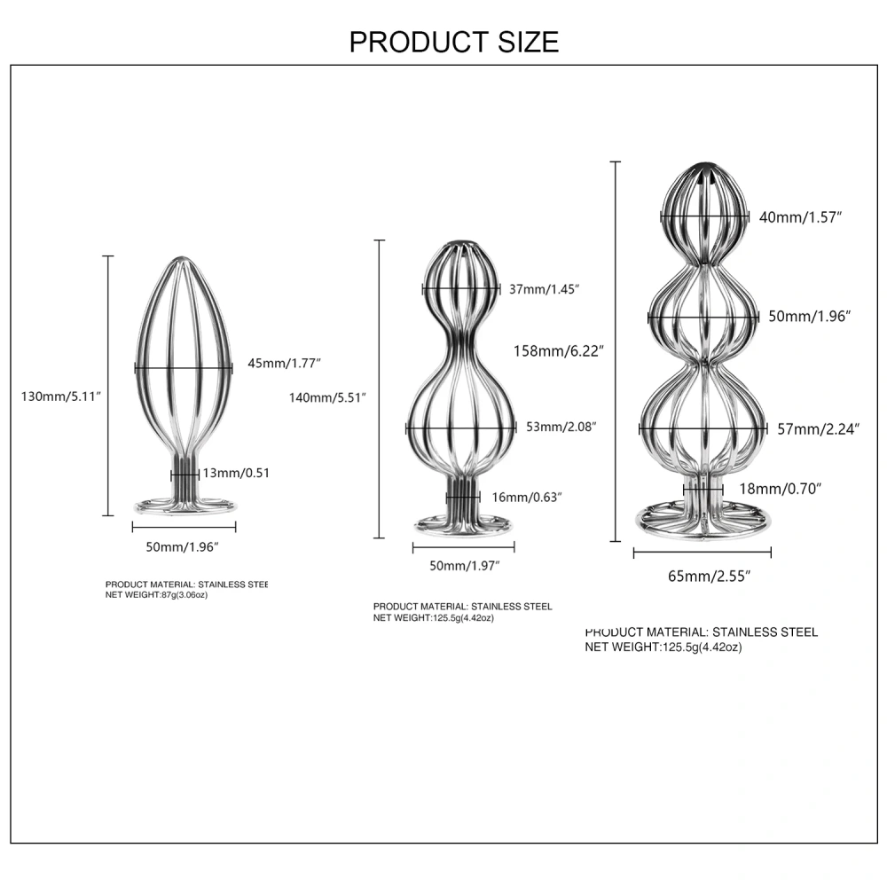 Small Medium Large 3-Piece Anal Plug Set Round Base Metal Sex Toys for Adults Adult Butt Plug