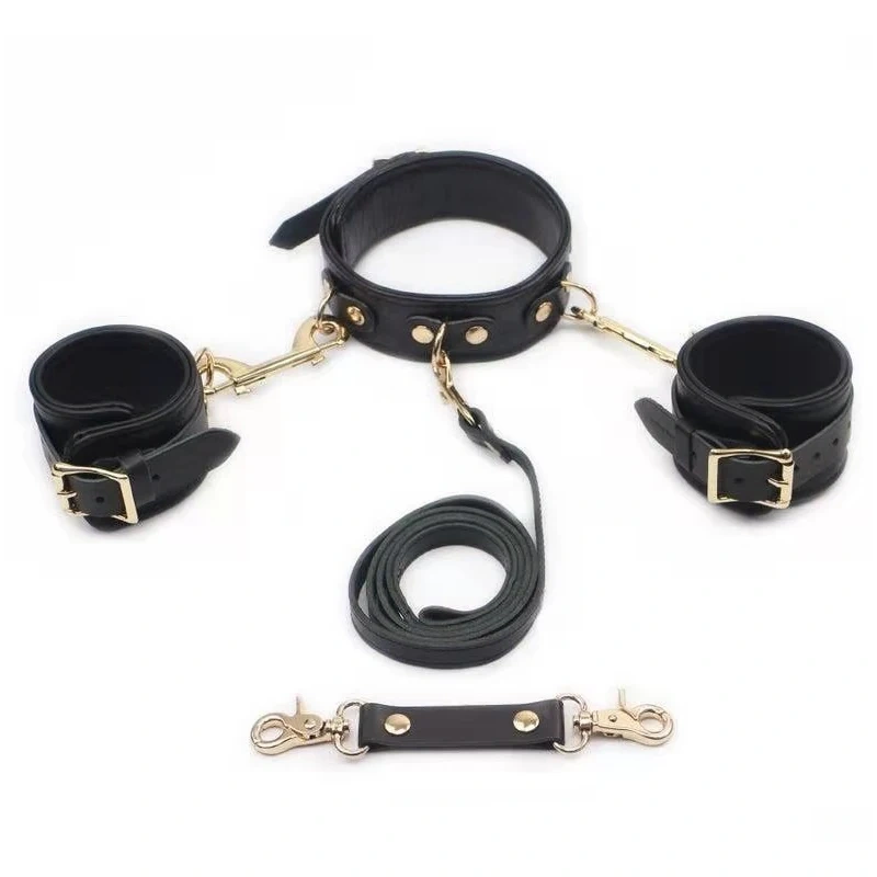 Adult Harness BDSM Kit with Collar and Handcuffs PU Leather Bondage Gear Sex Toys for Women for SM Lifestyle Juguetes Sexuales