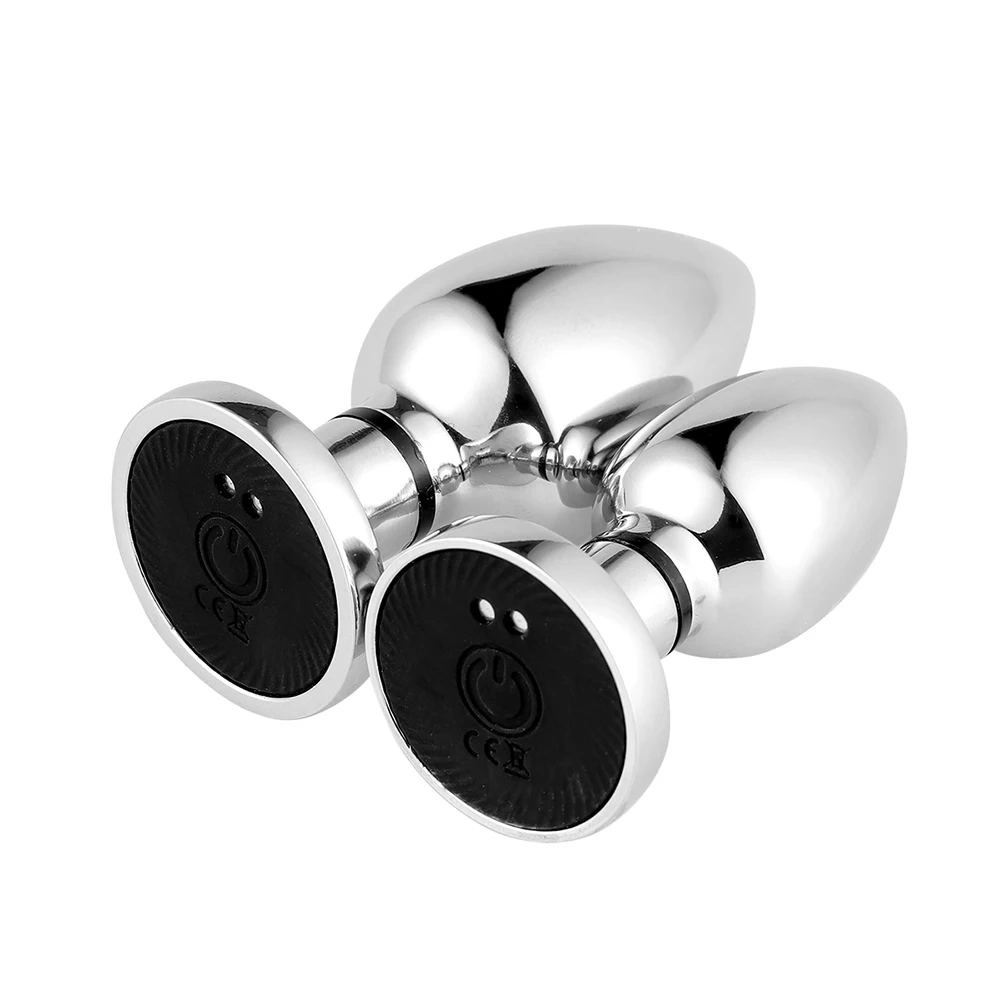 Women/Men's Round Base Silicone Metal Anal Plug Vibrator with Electric Shock Feature Sex Toys for Anal Play Juguetes Sexuales