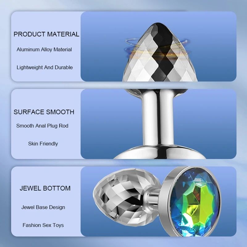 Diamond Facets Anal Plug Stainless Steel Jewel Metal Sex Toy for Women