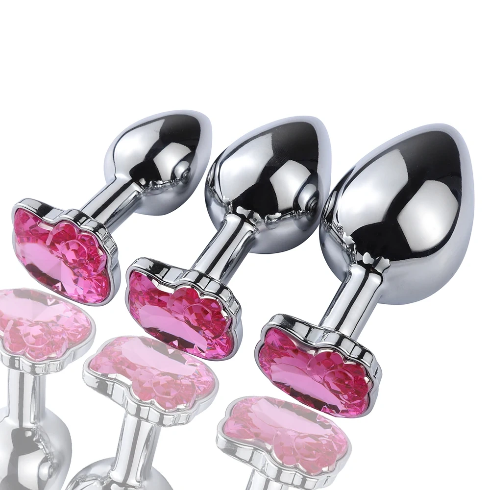Pink Cat Face Based Aluminium Alloy Jewel Anal Plug Sex Toys for Women Buttock Massager Made of Durable Metal