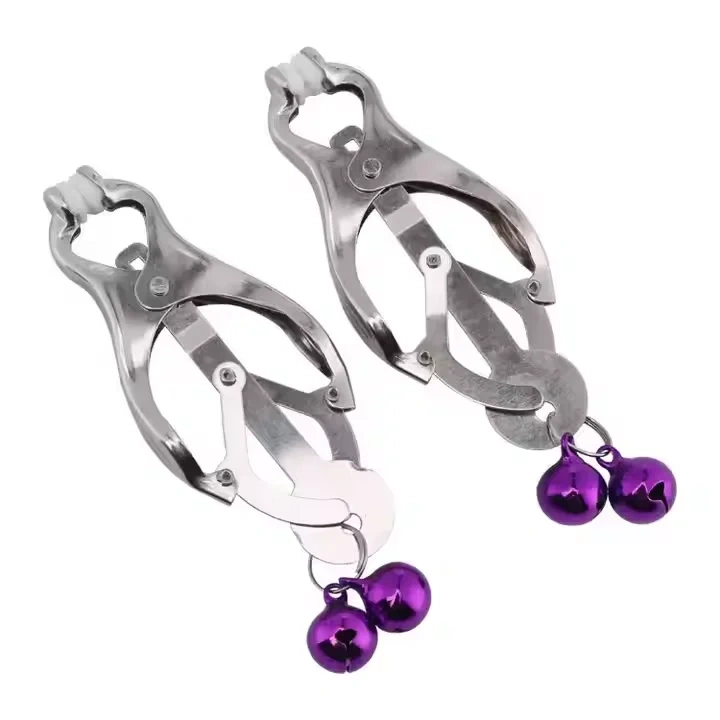 Women's BDSM Metal Nipple Clamps Bell-Decorated Bondage Gear Sex Toys for SM Play