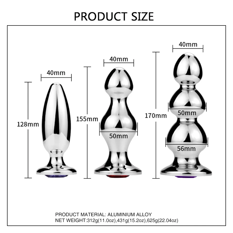 Super Large Diamond Anal Plug Metal Butt Jewel Sex Toys for Men and Women Aluminum Alloy Juguetes Sexuales