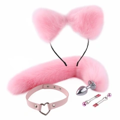 Pink Tail+Pink Cat Ear Sets