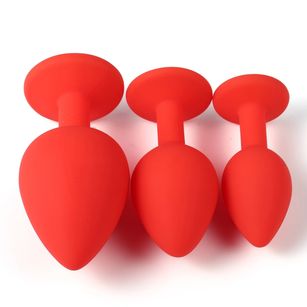 Red Silicone Anal Plug and Jewel Adult Products   Butt Plug Set Sex Toys for Women Anal Toys