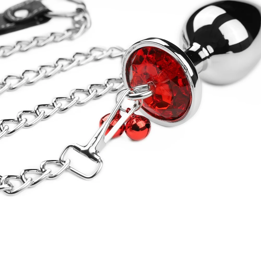 Bells Adult Anal Plug with Leash Metal Butt Toys for Men and Women Aluminium Alloy Sex Juguetes for Adults