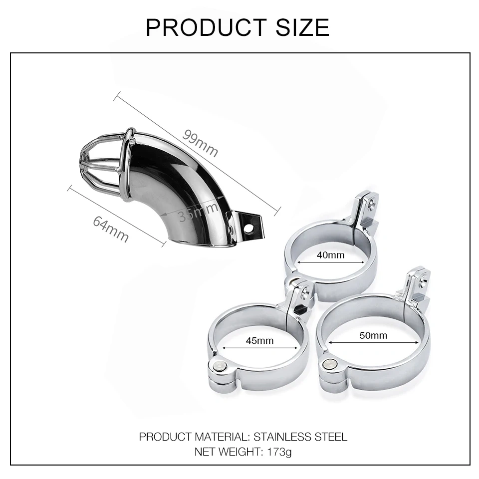 3 Size Ring Chastity Device Stainless Steel Semi-Closed Chastity Cage Sex Toys for Men BDSM Games Adult Sex Usage