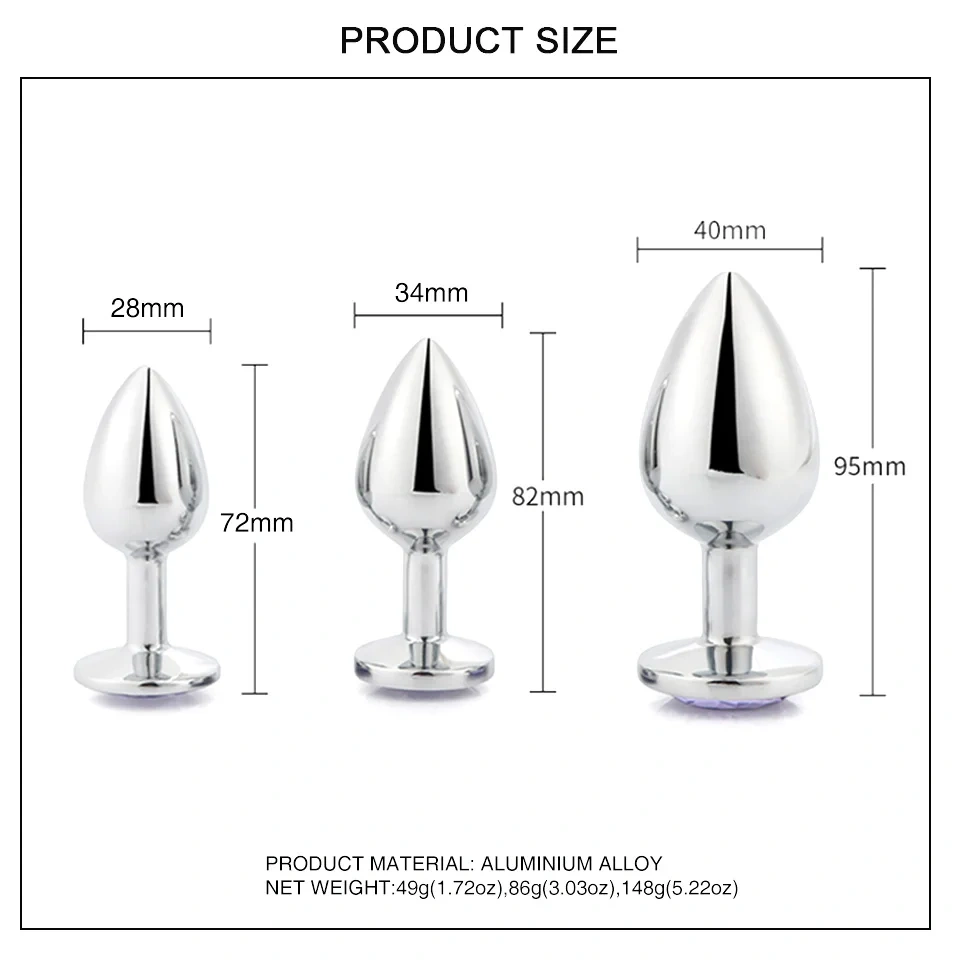 Aluminium Alloy Anal Plug Jewel Color Funy Toys for Adults Red Metal Butt Plug Sex Toys for Women and Men