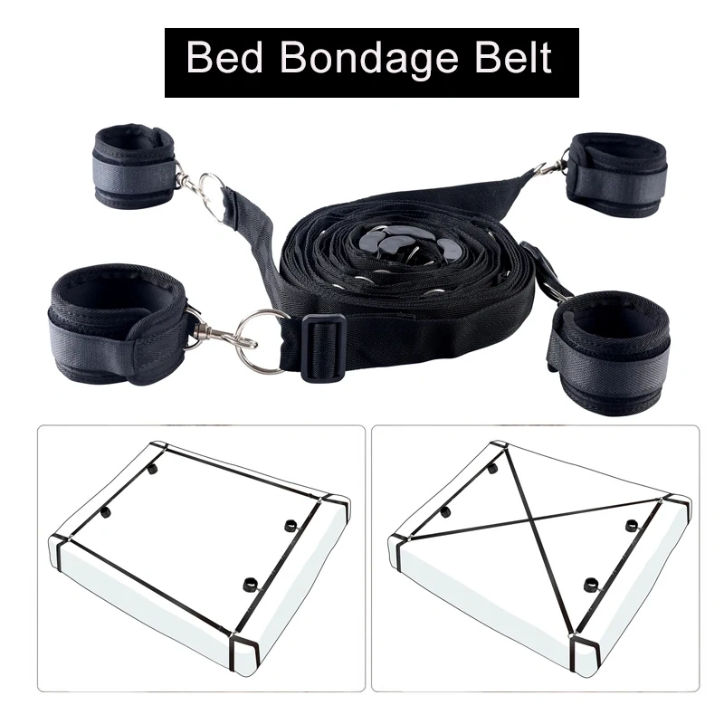 Black Variety Bondage Gear Bed Restraint & Fetish Chastity Belt Adult Sex Toys Kit Juguetes Sexuales Adultos