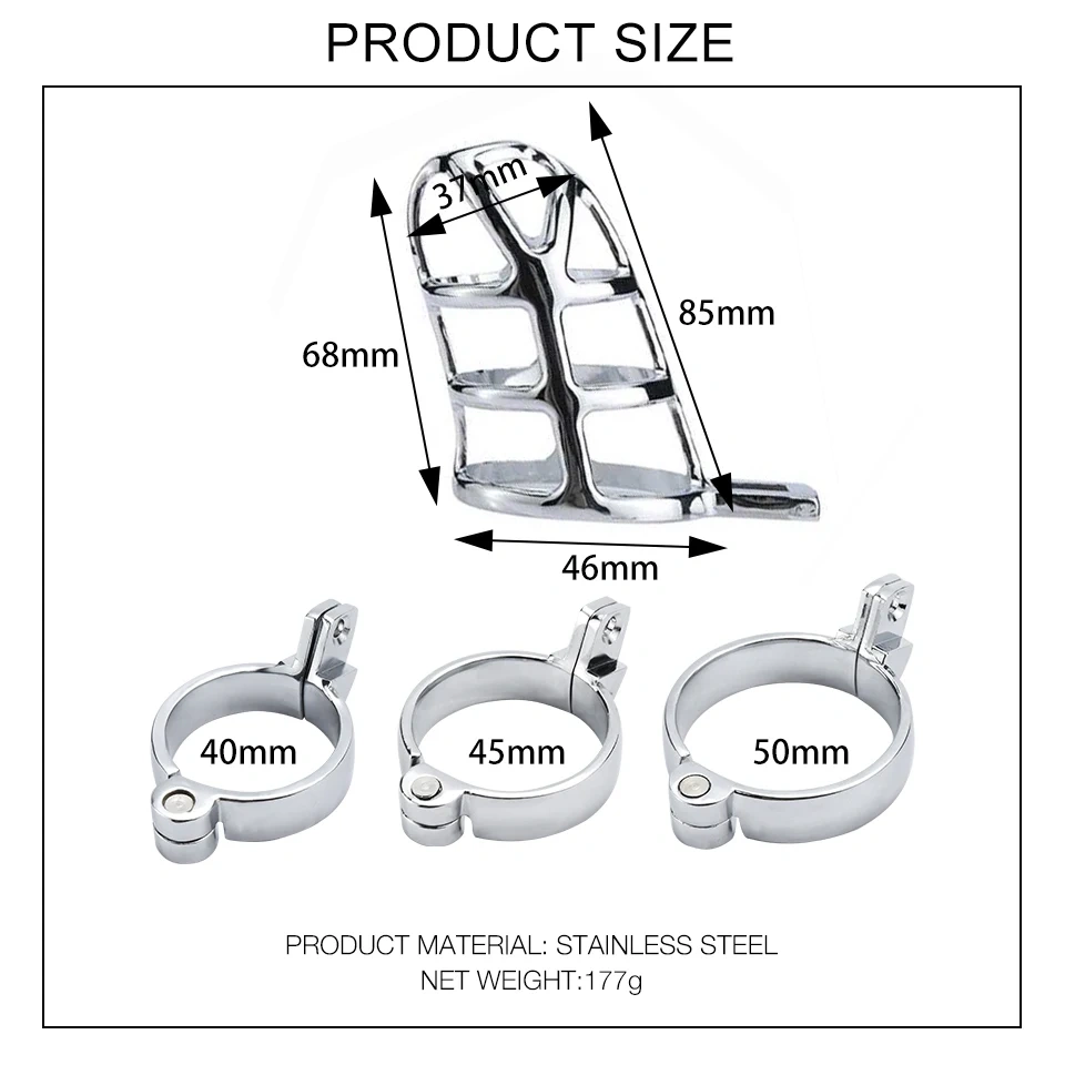 Stainless Steel Hollow Chastity Cage Male Sex Toys Ring Chastity Device BDSM Games Bondage Gear Penis Lock for Men