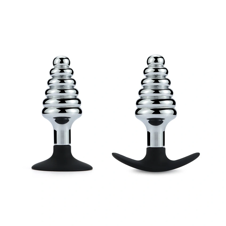 Women and Men's Anal Plug Sex Toys with Silicone Cup Base and Aluminum Alloy Anchor Metal Butt Plug Silhouette Sexual Toys