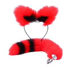 Red Black Tail+Red Black Cat Ear