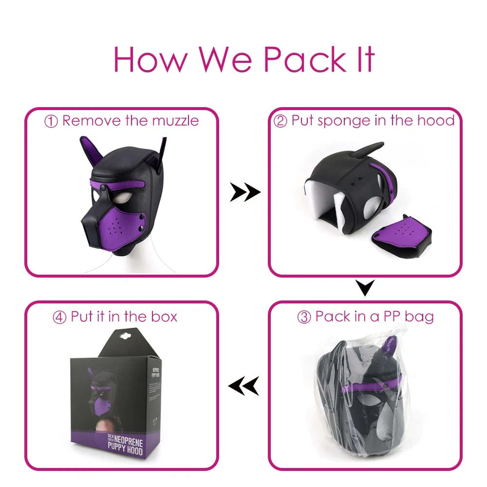 Bondage Gear Neoprene Silicone Leather Puppy Hood Full Head Role Play BDSM Kits Sex Toys for Men